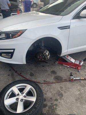 Tire change and brake fix