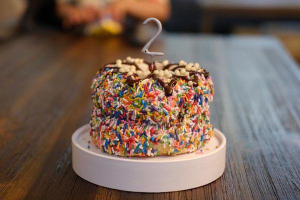 Birthday cake donut