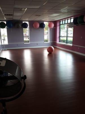 Dance/class studio.  Free weights, mats and balls are there.  Perfect place for a cool down.