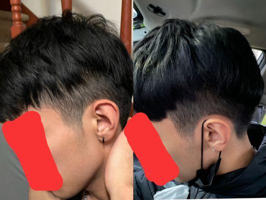 Men's perm results before and after.