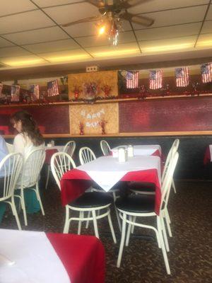 Seating area and decor of Old Mexico Restaurant