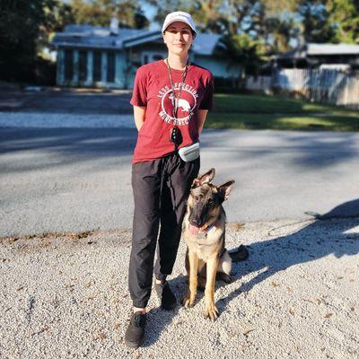 Kate & Blackie after a training session