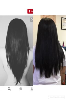 The picture on the left is the one I showed the lady who cut my hair. The picture on the right is what I got. :(