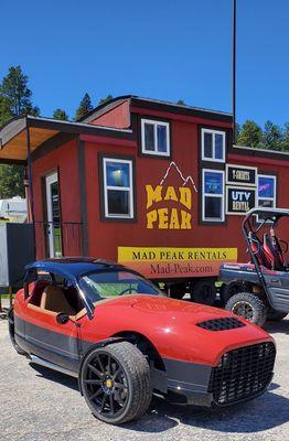 Vanderhall 3 wheeler on highway rentals at the Caboose