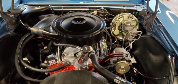 Completely restored engine compartment of 1967 Z28.