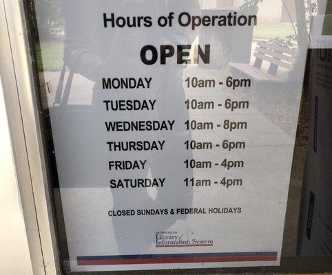 Hours of operation