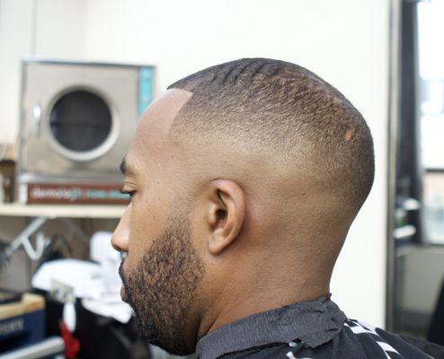 Bald fade w/beard shape-up