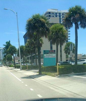 Causeway Tower on the 79th Street Causeway in North Bay Village heading North on the right side.