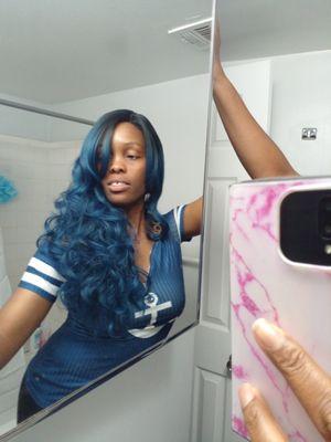 Blue hair from Glenmont Beauty supply and its reasonably priced.