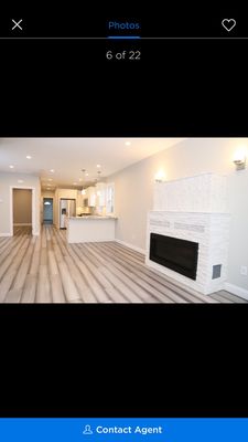 Open floor plan with fireplace