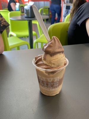 Gelati- pnutty italian ice with chocolate soft serve size small