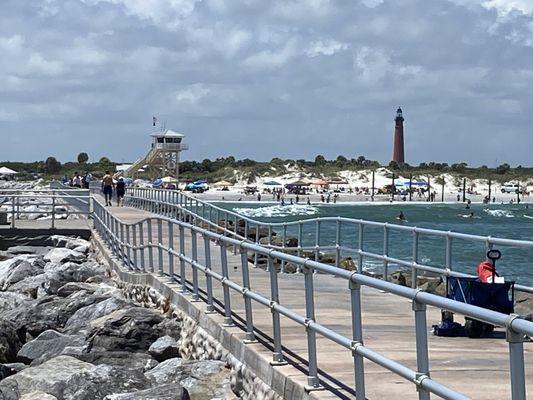 Looking back from the jetty