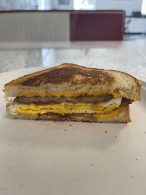 This breakfast sandwich is the best!! Dab a little ketchup and you are set!!