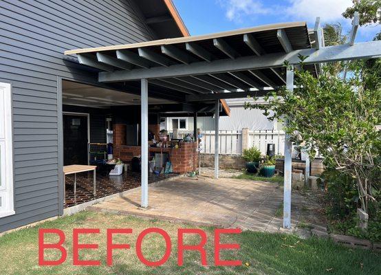 This was our patio and yard area before Swan Builders showed up and gave it a makeover.