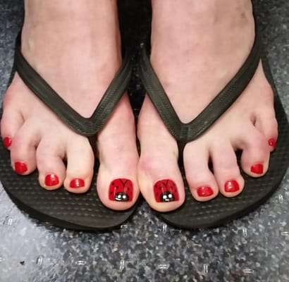 Ladybug pedicure by Dee!