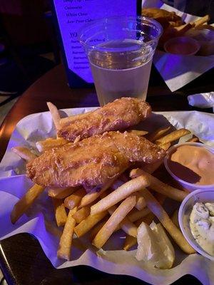 Fish and Chips. Hard Cider