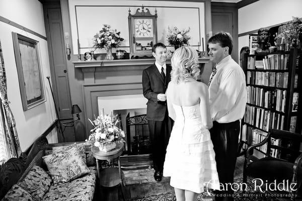 David McLaughlin officiating a marriage at the Nancy Shepherd House Inn - Photo by Aaron Riddle