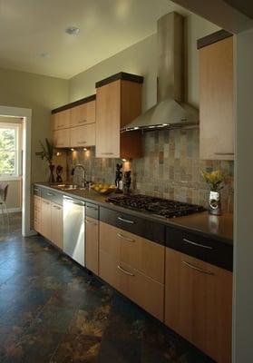 Urban contemporary kitchen in a 1907 home in San Francisco. Major structural work for new functional kitchen & additional bath.