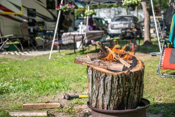 Campfire at campsite