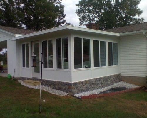 The CROWN SUPER SUNROOM with rock foundation built on your deck or start from the ground up.