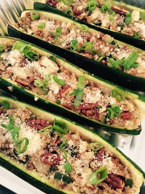 Pecan and Feta Stuffed Zucchini