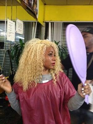 Service: color root touch up and clip-in extensions (Ladiva hair products- extensions), by Stylist Nate