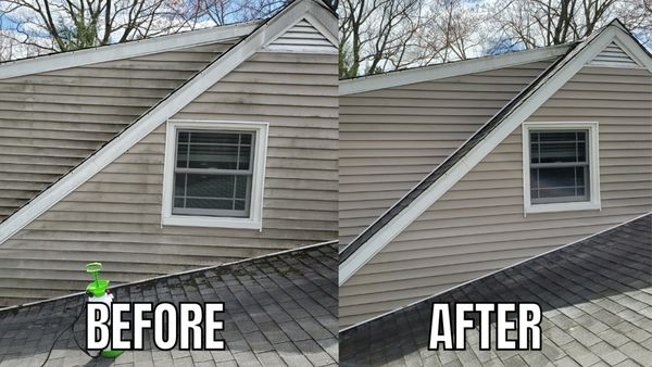 Before and after of a house wash