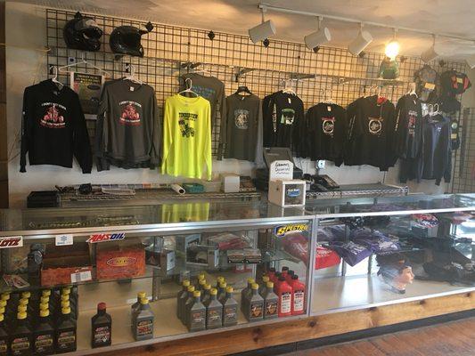 Shirts for the whole family. Parts, oil, gas 91 non ethanol and accessories.