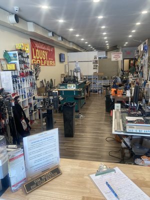 Inside Tim's shop