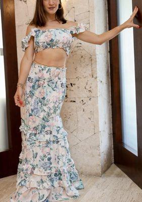 Emily floral print two piece set