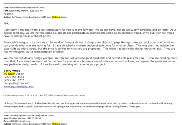 Written promise to provide a set of home plans ready to "build", and "permit" AKA complete, and with engineer sign offs. NEVER RECEIVED!