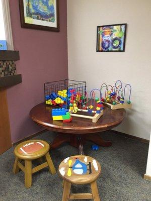 Kids corner to entertain the little ones while waiting