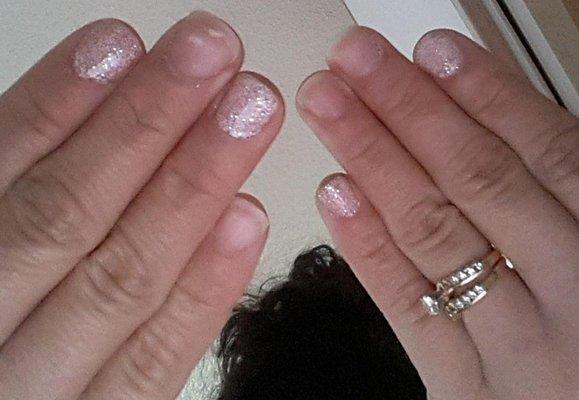 2nd day Shellac.  No refund given nor was the service remedied.