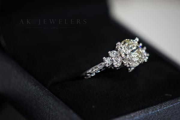 This family diamond was originally set in a man's ring. We re-set the diamond into a ring we handmade. Simple and gorgeous!