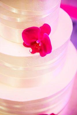 my simply designed wedding cake with my own addition of orchids