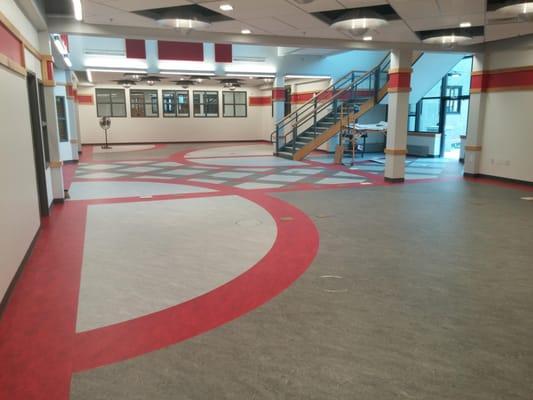 Rutland High School detailed floor pattern in Forbo linoleum