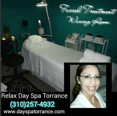 Facial and waxing room, with skin care expert Veronica