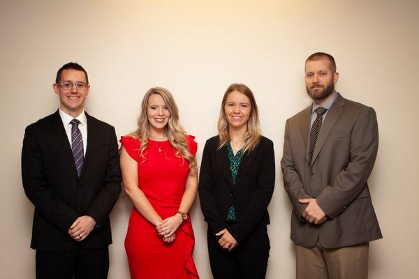 We are proud of our wonderful team of Optometrists! From left: Dr. Yaryan, Dr. Speers, Dr. Stolle, and Dr. Coats.