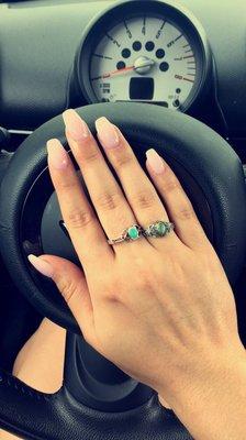 Coffin/Ballerina shaped dip nails with extensions