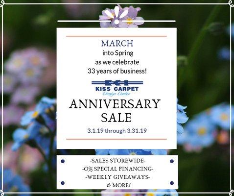 33rd Anniversary Sale The whole month of March!