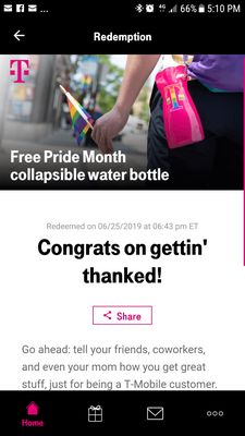 Redeemed and was thanked but I didn't get my Pride month collapsible water bottle.