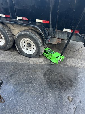 Repaired a flat on a trailer.