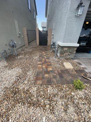 Front paver area for trash cans