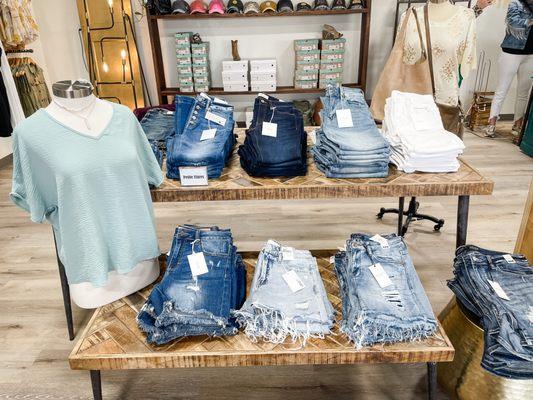 We carry full runs of Judy Blue, Vervet, Risen, and Kancan denim.