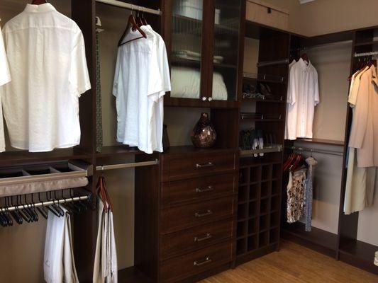 Custom closet design in their showroom