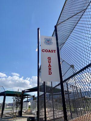 Every field named after a branch of military with flag behind it.