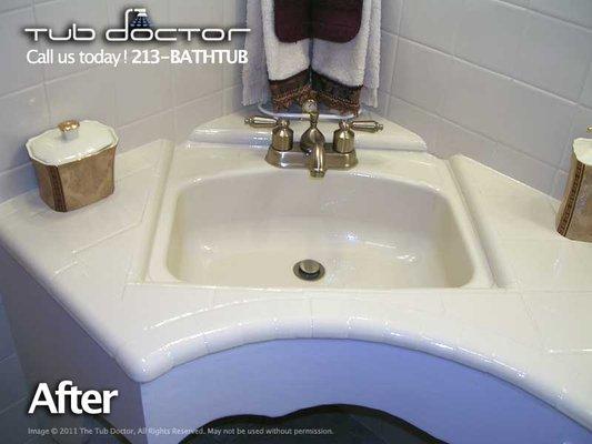 Quality bathroom sink and counter top refinishing