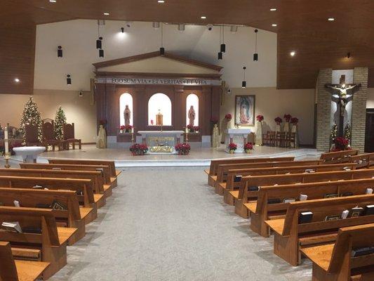 Complete renovation of interior - Reredos, Altar, Ambo, Baptismal Font, pews, Ceiling, flooring, etc.