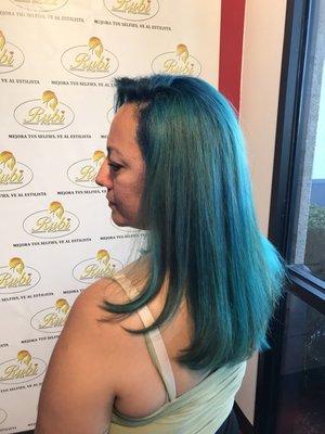 Aqua blue hair color