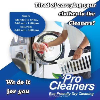 We have a reception window where you can leave your clothes at any time of day (24 hours) #ProCleaners #Efficiency #Quality #Responsability